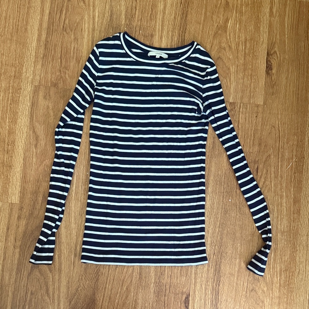 Vince Navy and White Striped Top